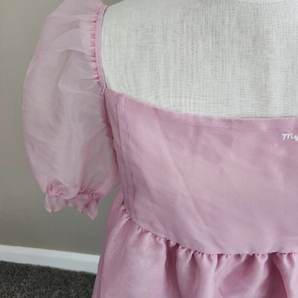 My Melody Limited Ed Sanrio Soft Pink Babydoll Dress Tulle Puffy Sleeves M/L. E2 - Picture 4 of 7